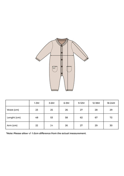 Baby / Kid Beige Knit Jumpsuit 100% Cotton OEKO-TEX