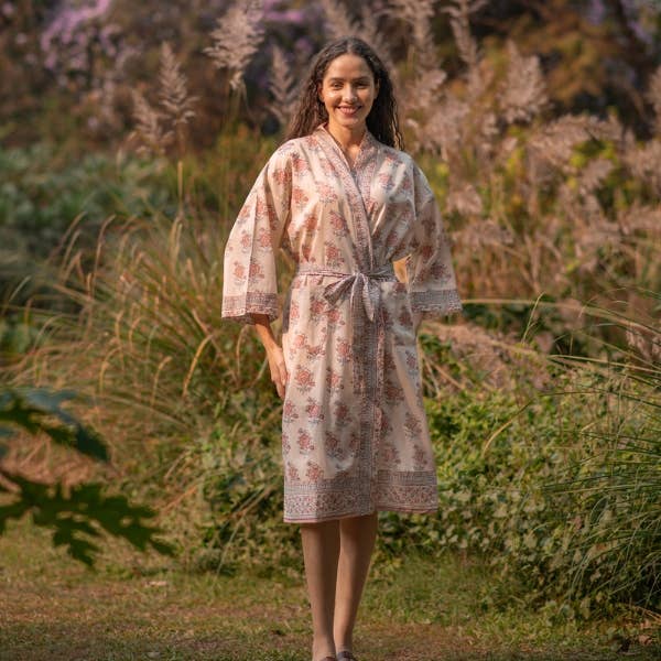 Indian Rose Cotton Kimono