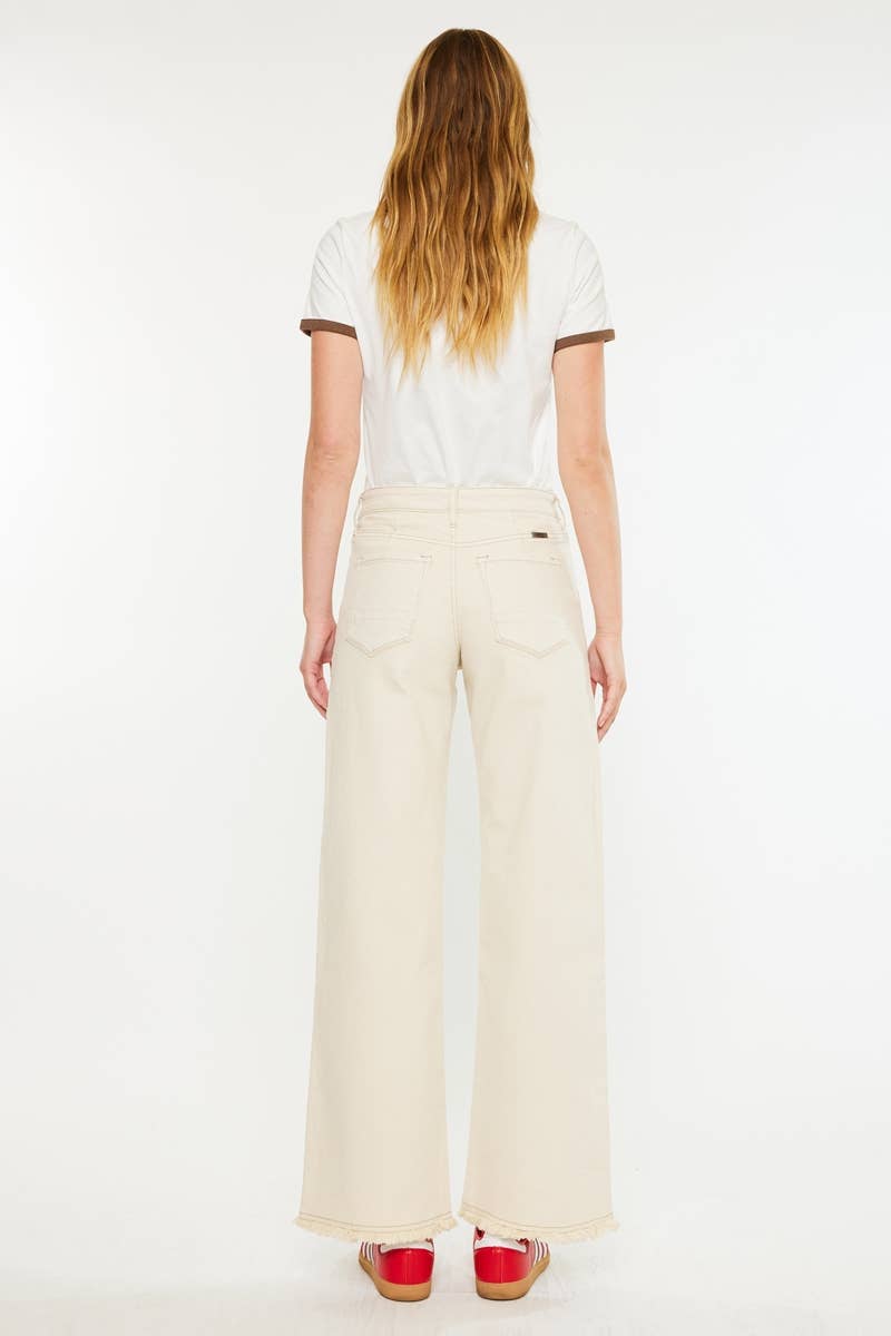 High Rise Wide Leg Jeans-in Ecru