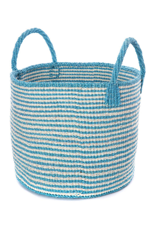 Narrow Stripe Sisal Tote - Blue