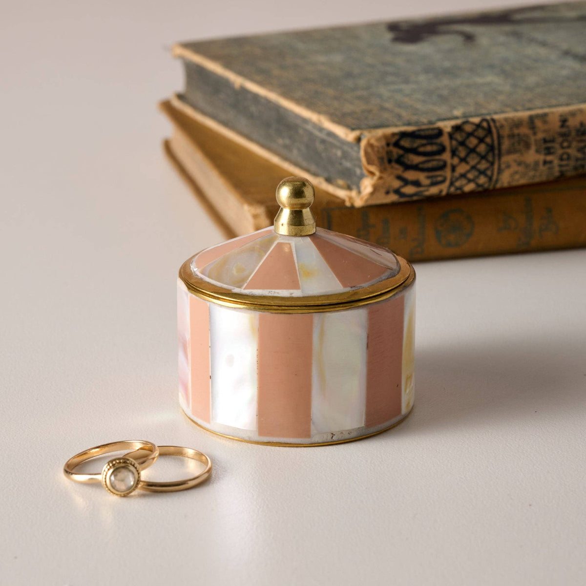 Mother of Pearl Tent Box in Peach