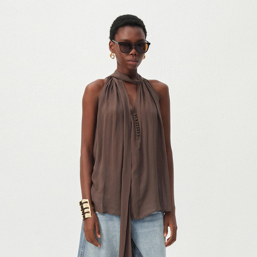 Halter Neck Keyhole Sleeveless Blouse