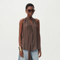 Halter Neck Keyhole Sleeveless Blouse