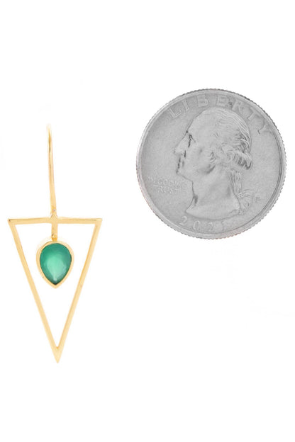 Triangle Open Frame Gemstone Earrings