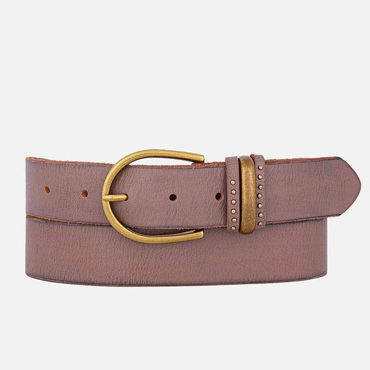Norine | Gold Buckle Stud Full Grain Leather Belt Women