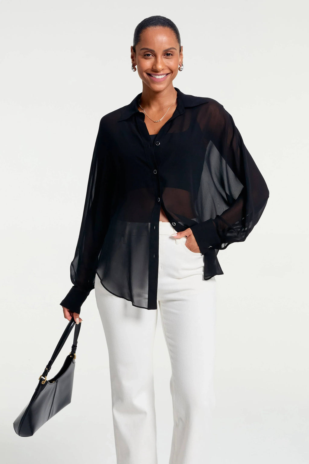 Silk Sheer Oversized Blouse