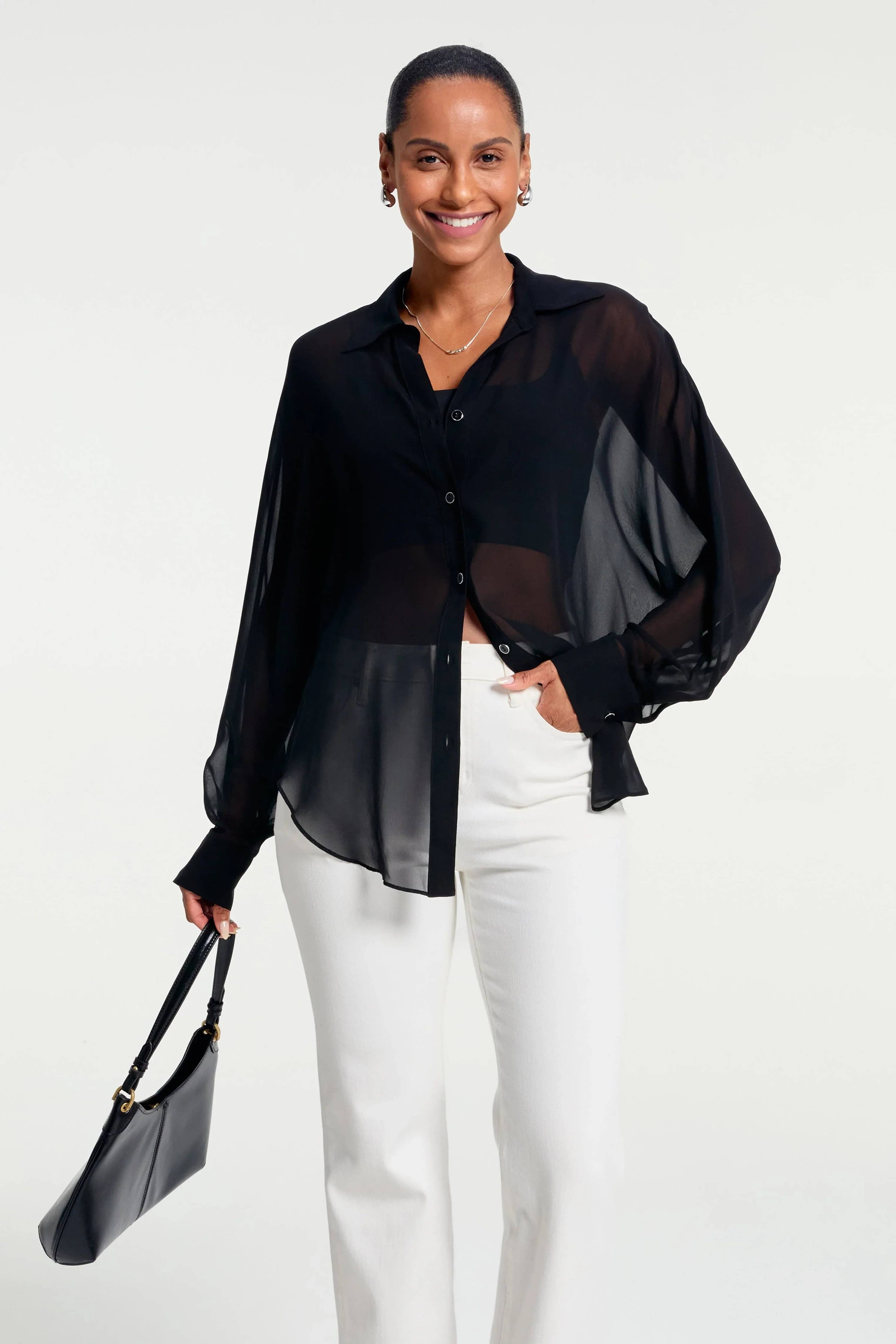 Silk Sheer Oversized Blouse