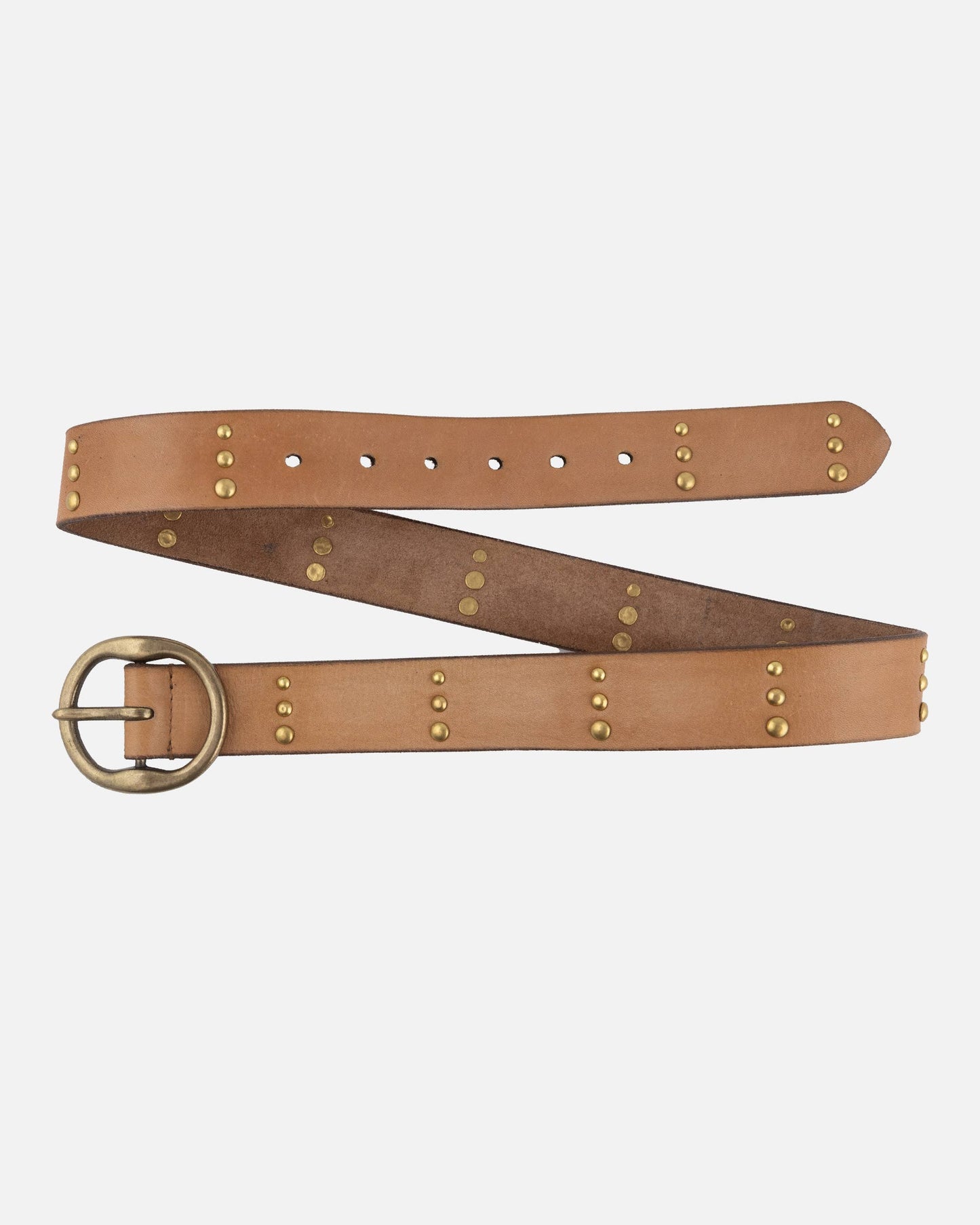 Dion | Round Buckle Leather Studded Belt