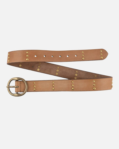 Dion | Round Buckle Leather Studded Belt