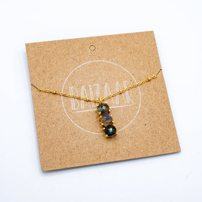 Triple Stone Prong Necklace