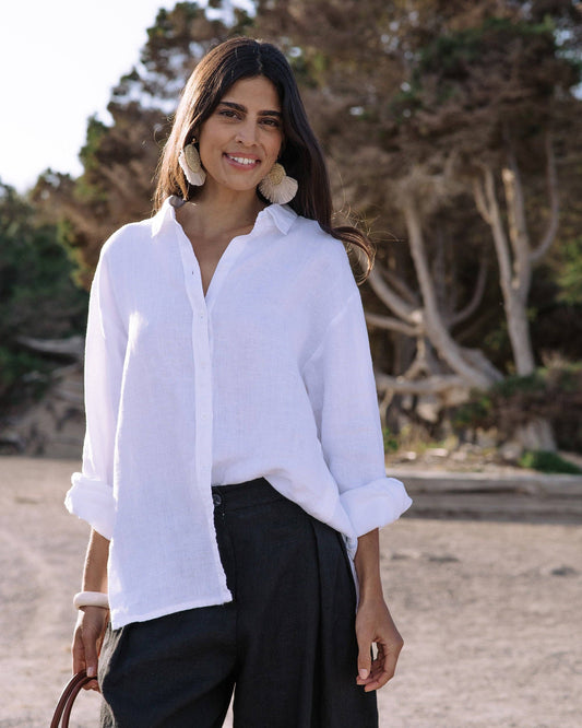 Long-Sleeve Linen Shirt ISLAY in White
