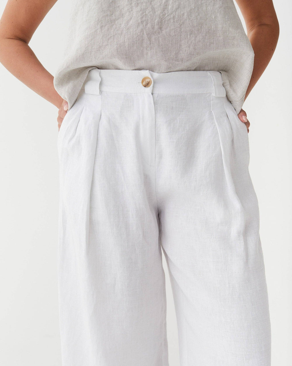 Cropped Linen Pants ISCHIA in White