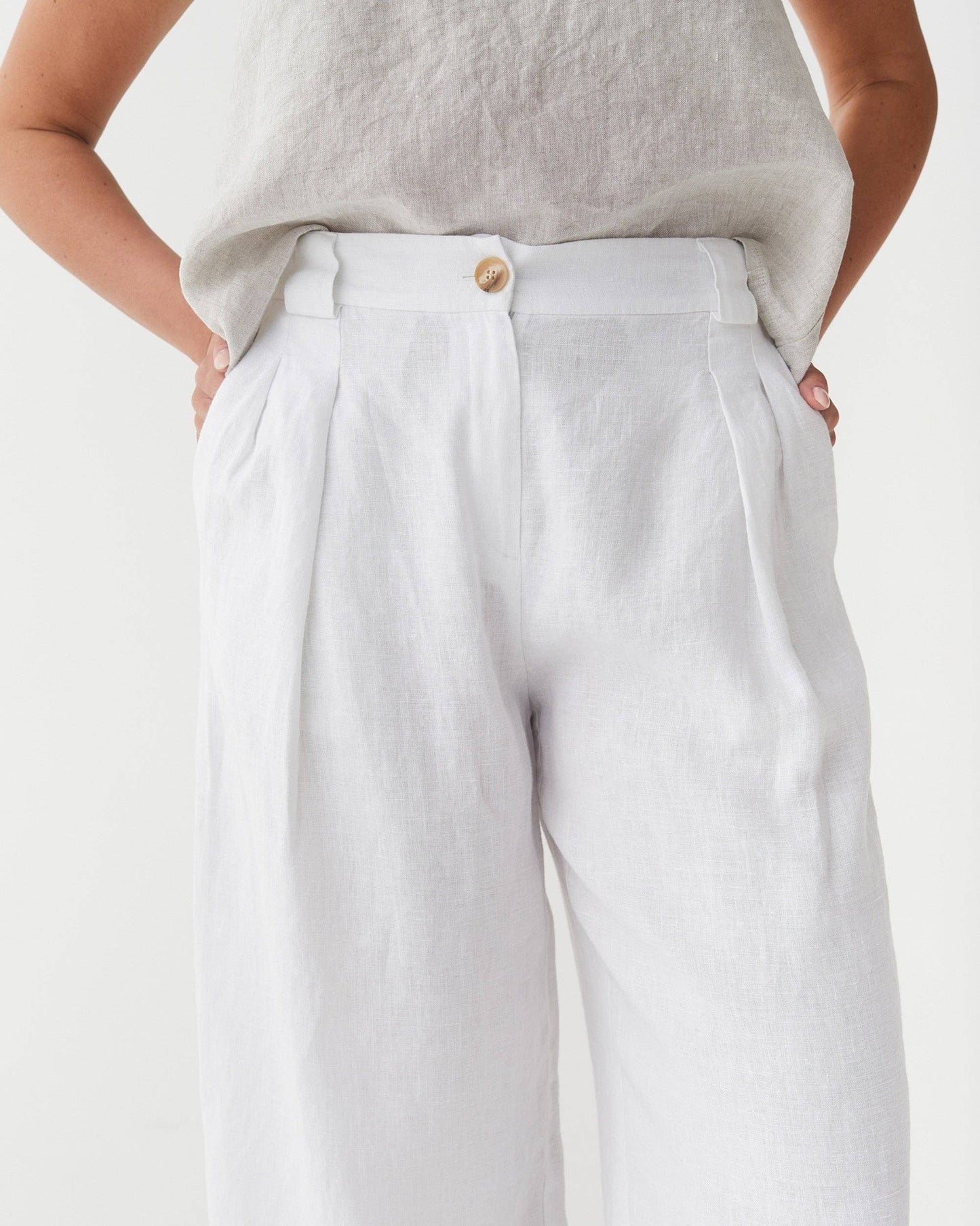 Cropped Linen Pants ISCHIA in White