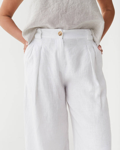 Cropped Linen Pants ISCHIA in White