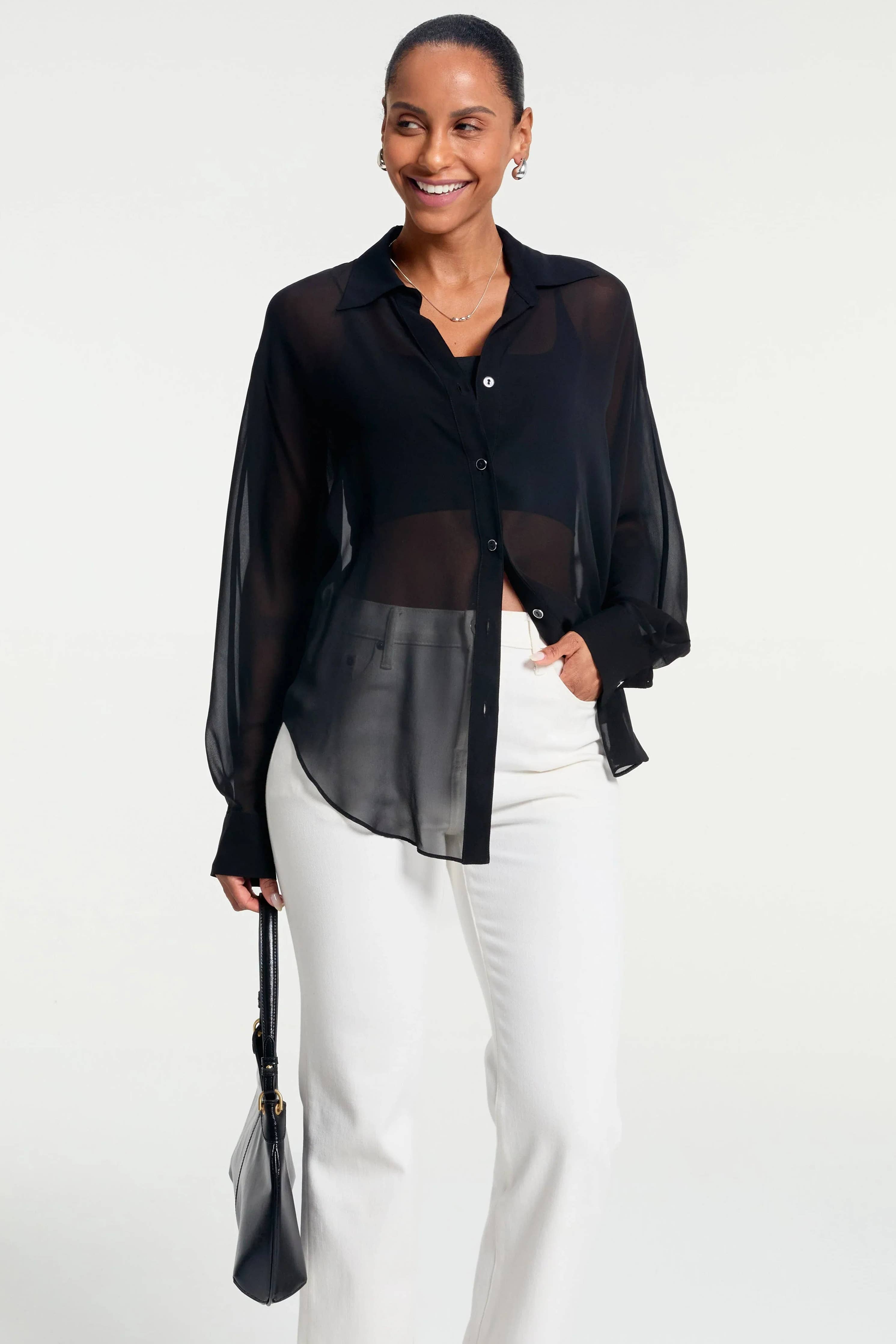 Silk Sheer Oversized Blouse
