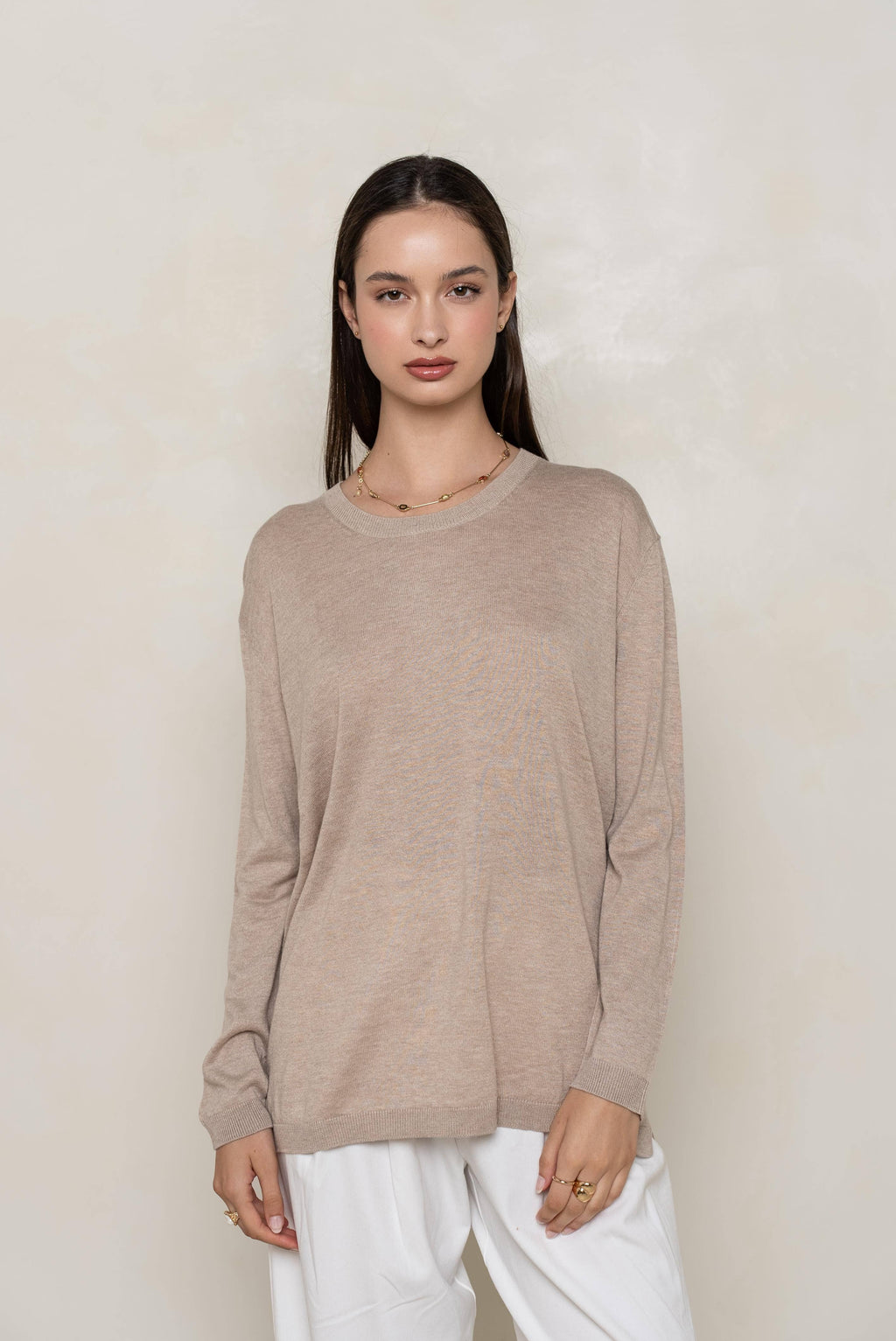 Silk & Cashmere Oversized Crew  Sweater