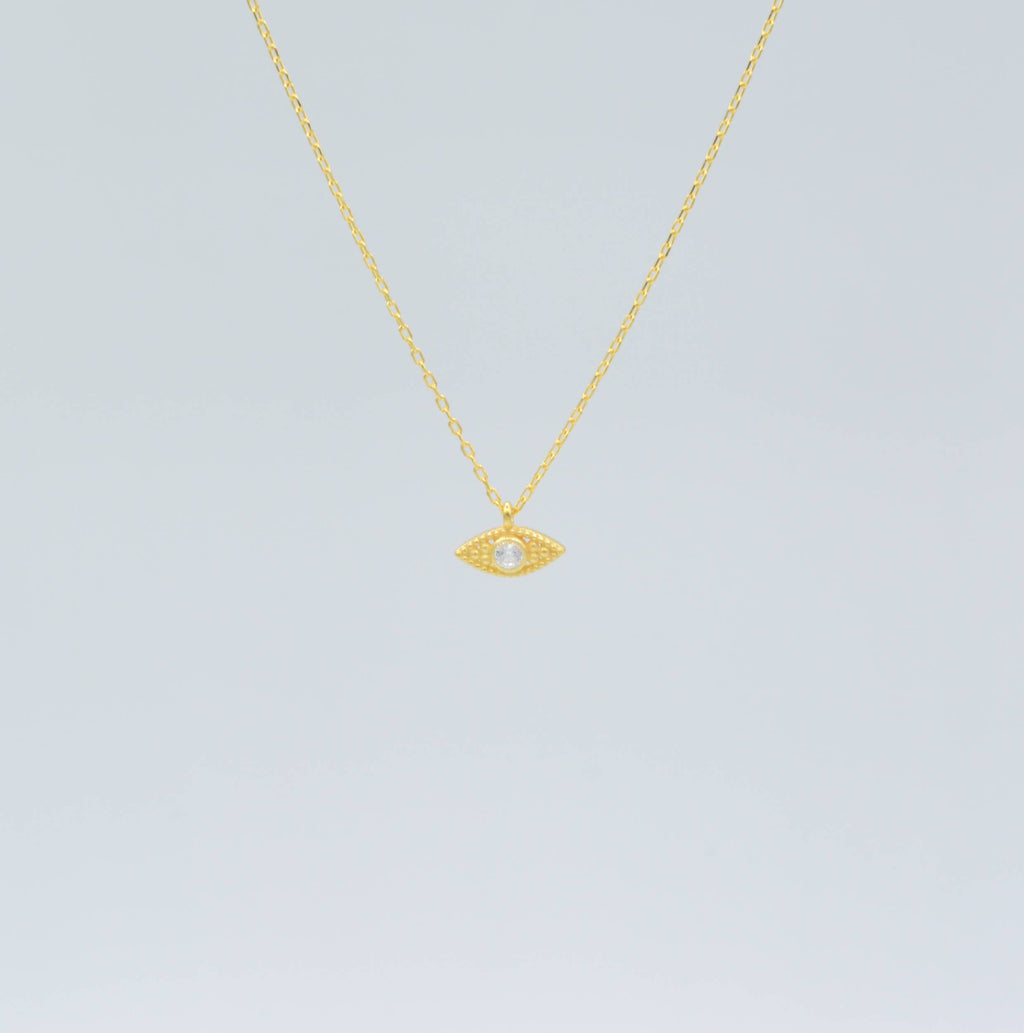 Gold Eye talisman necklace with cz accents
