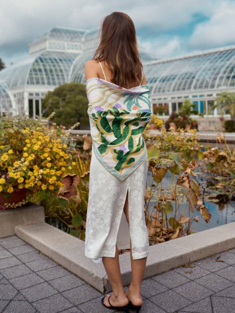 "Ethereal Mirage" Large Silk Scarf  In Pastel