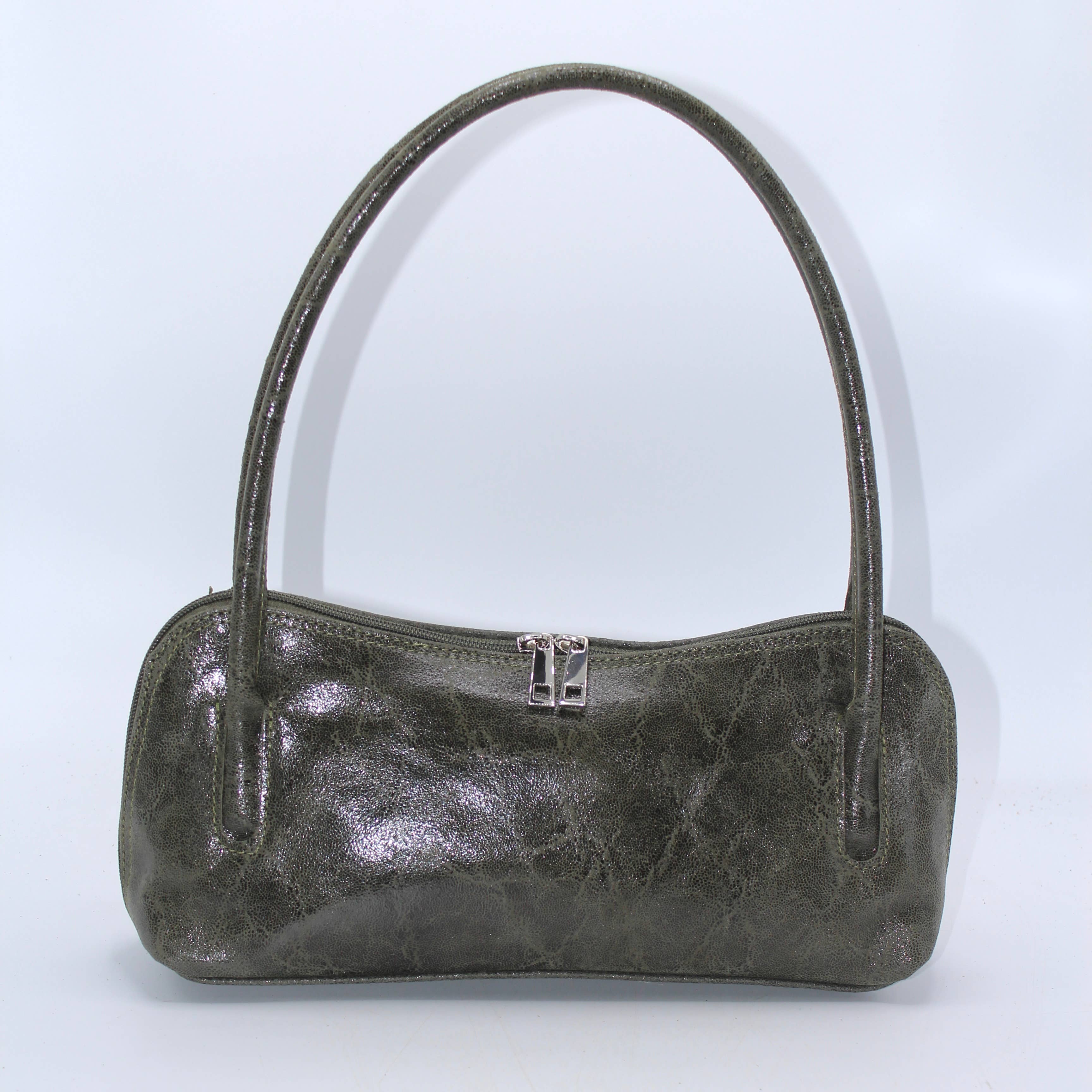 Calf Lather Lizard Pattern Baguette Shoulder Bag
