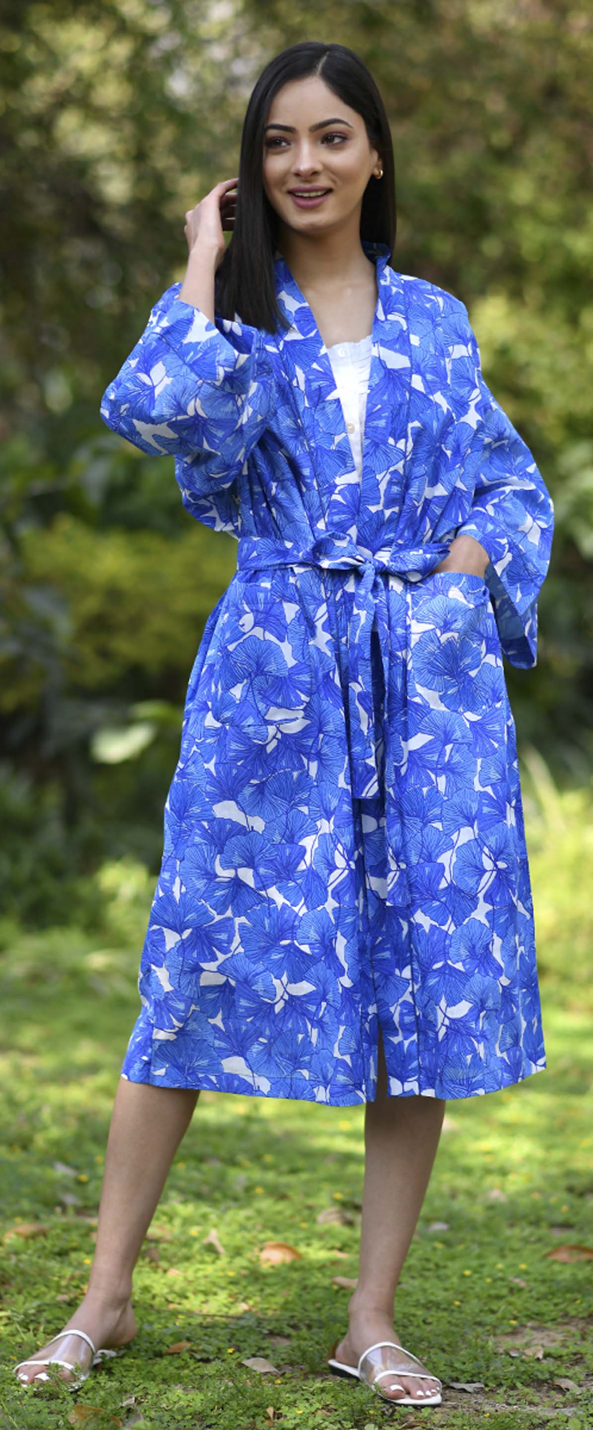Blue Ginkgo Kimono