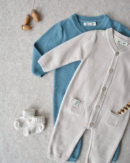 Baby Knitted Blue Jumpsuit 100% Cotton OEKO-TEX