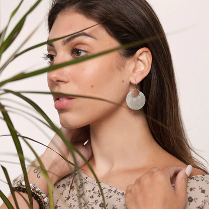 Sterling Silver Etched Petal Earring