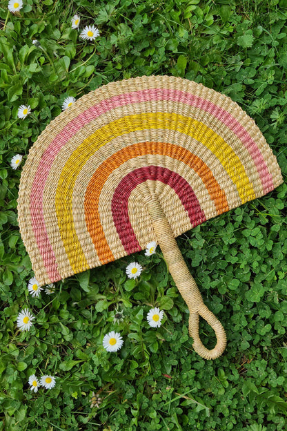 Sunset Elephant Grass Half-Moon Hand Fan