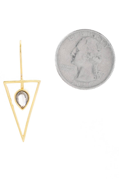 Triangle Open Frame Gemstone Earrings
