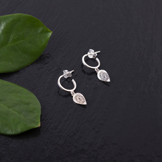 Sterling Silver Crystal Petal Drop Earring
