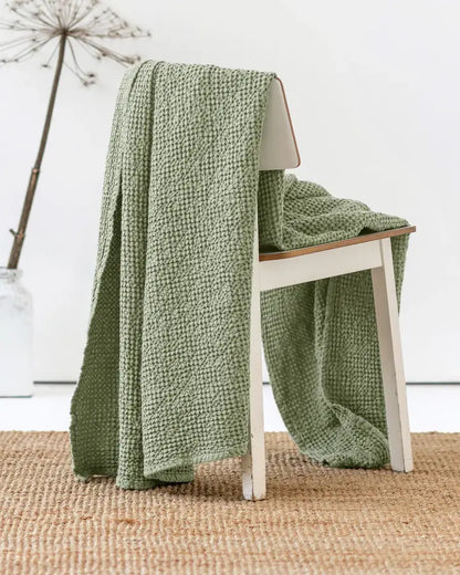 Linen waffle throw