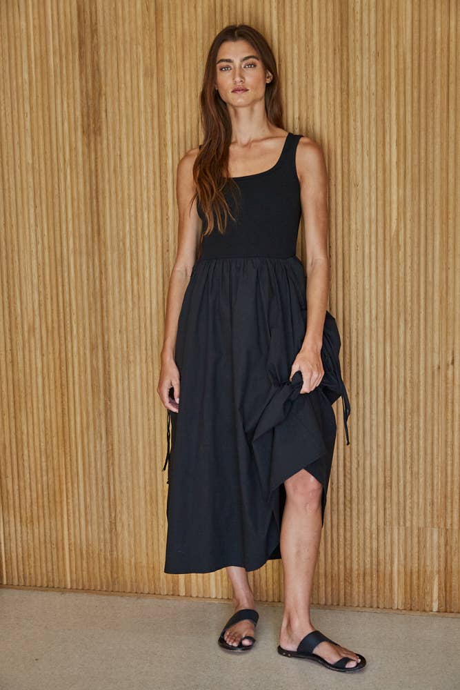 Woven 100% Cotton Poplin Skirt Bodice Midi Dress