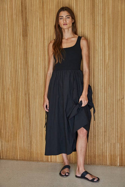 Woven 100% Cotton Poplin Skirt Bodice Midi Dress