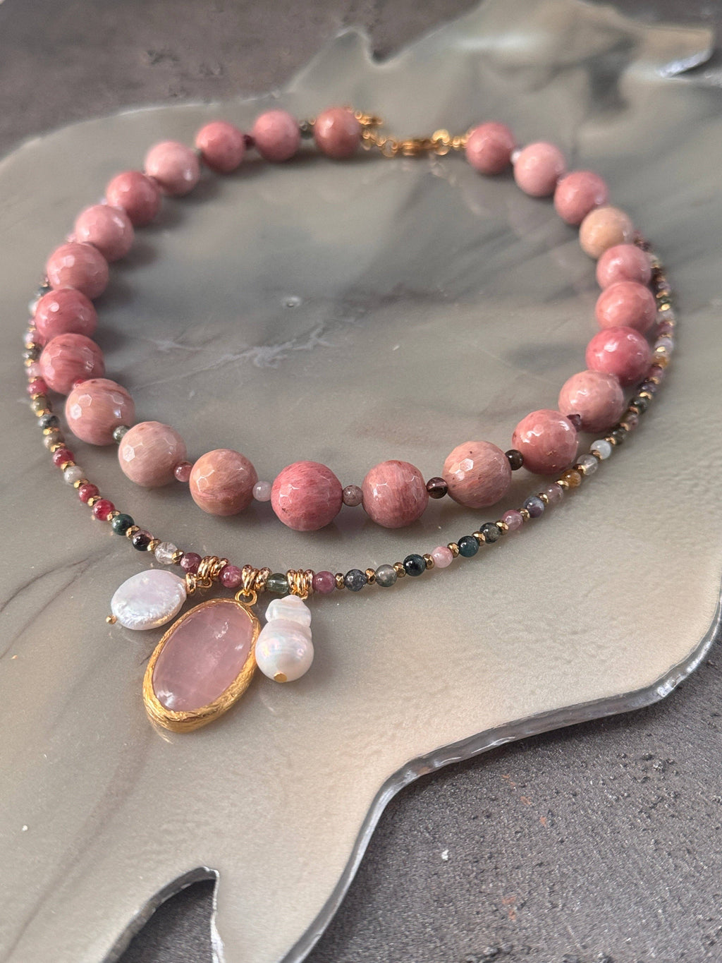 Tourmaline Rhodonite Necklace