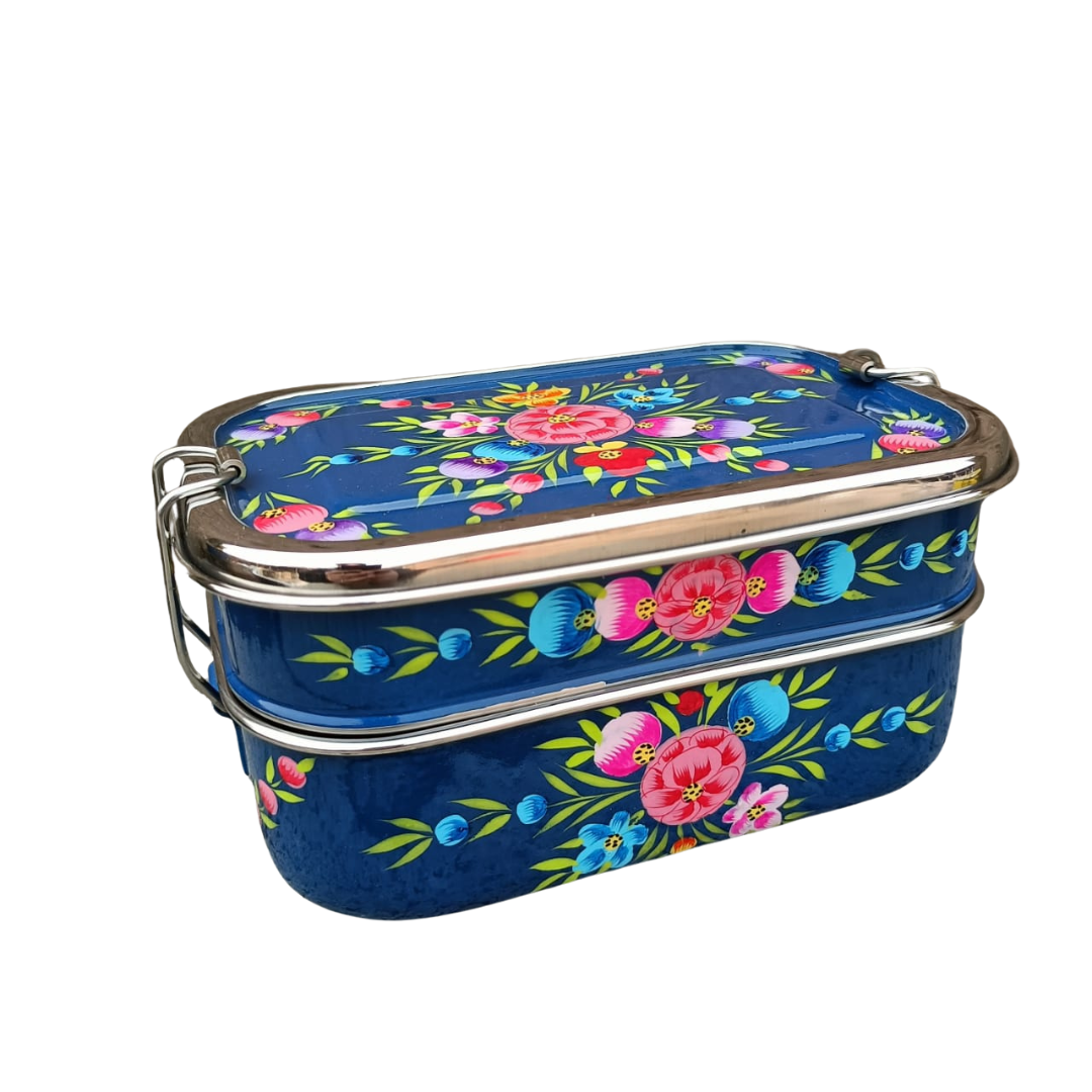 Tiffin-Style Lunchbox | Dark Blue Garland