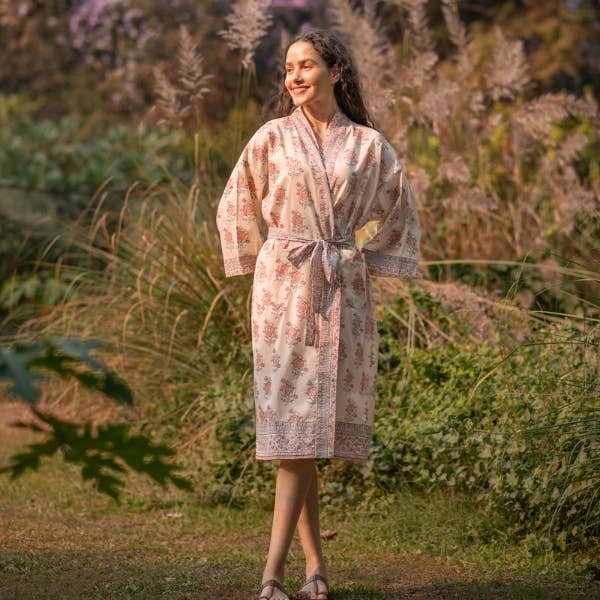 Indian Rose Cotton Kimono
