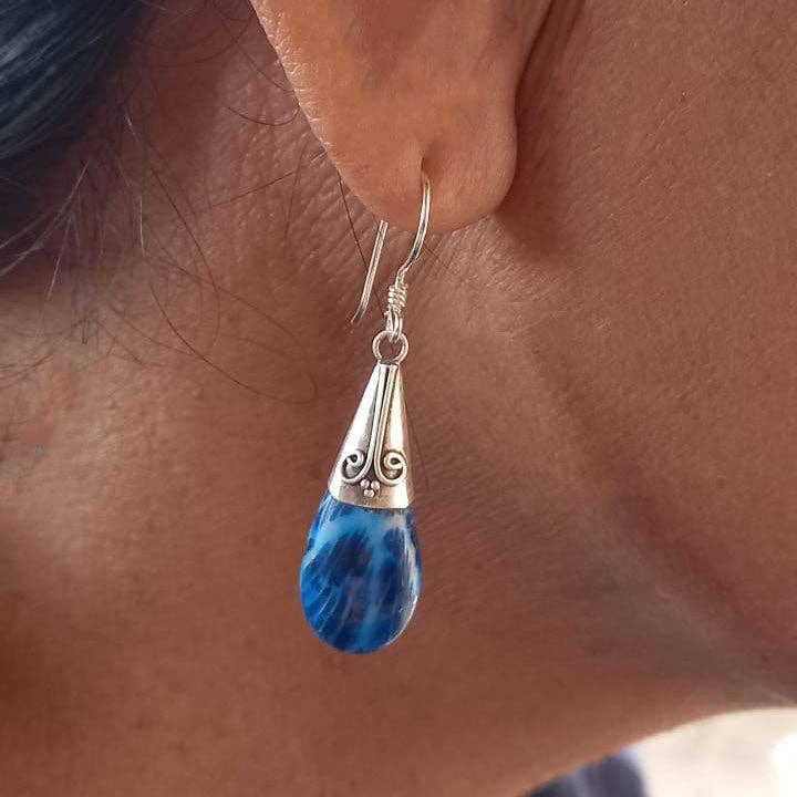 Blue Coral Filigree Earrings