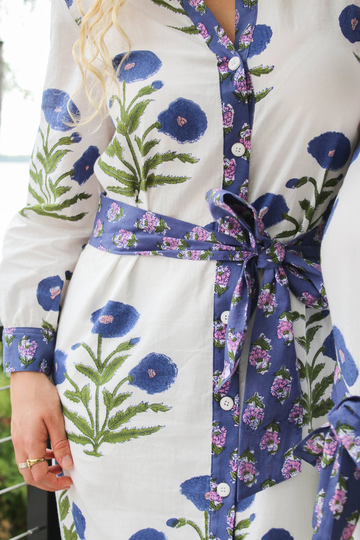 Daphne Long sleeved block printed dress - made in the USA