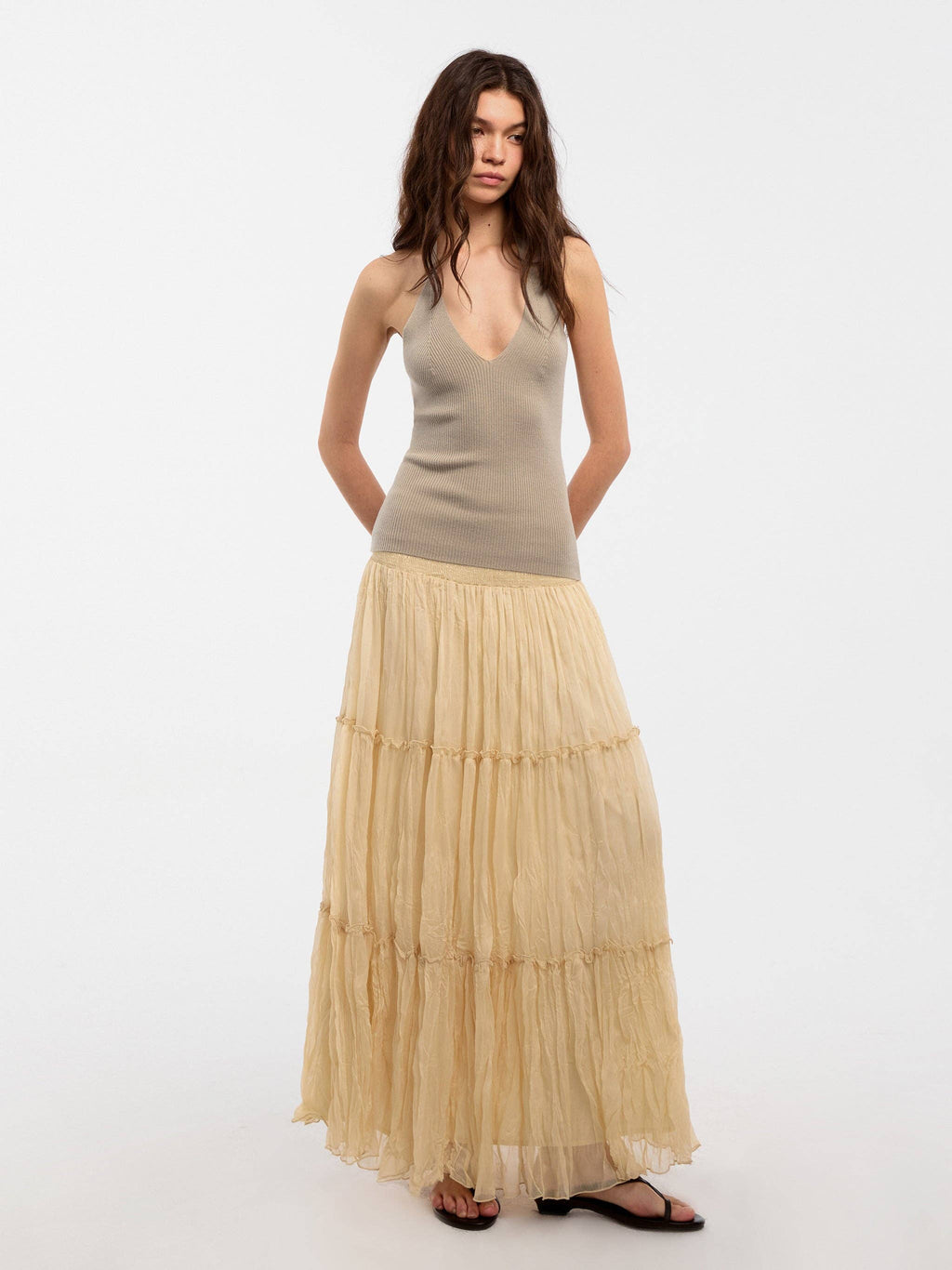CUBIC Wool Blend Knit Halter Neck Top