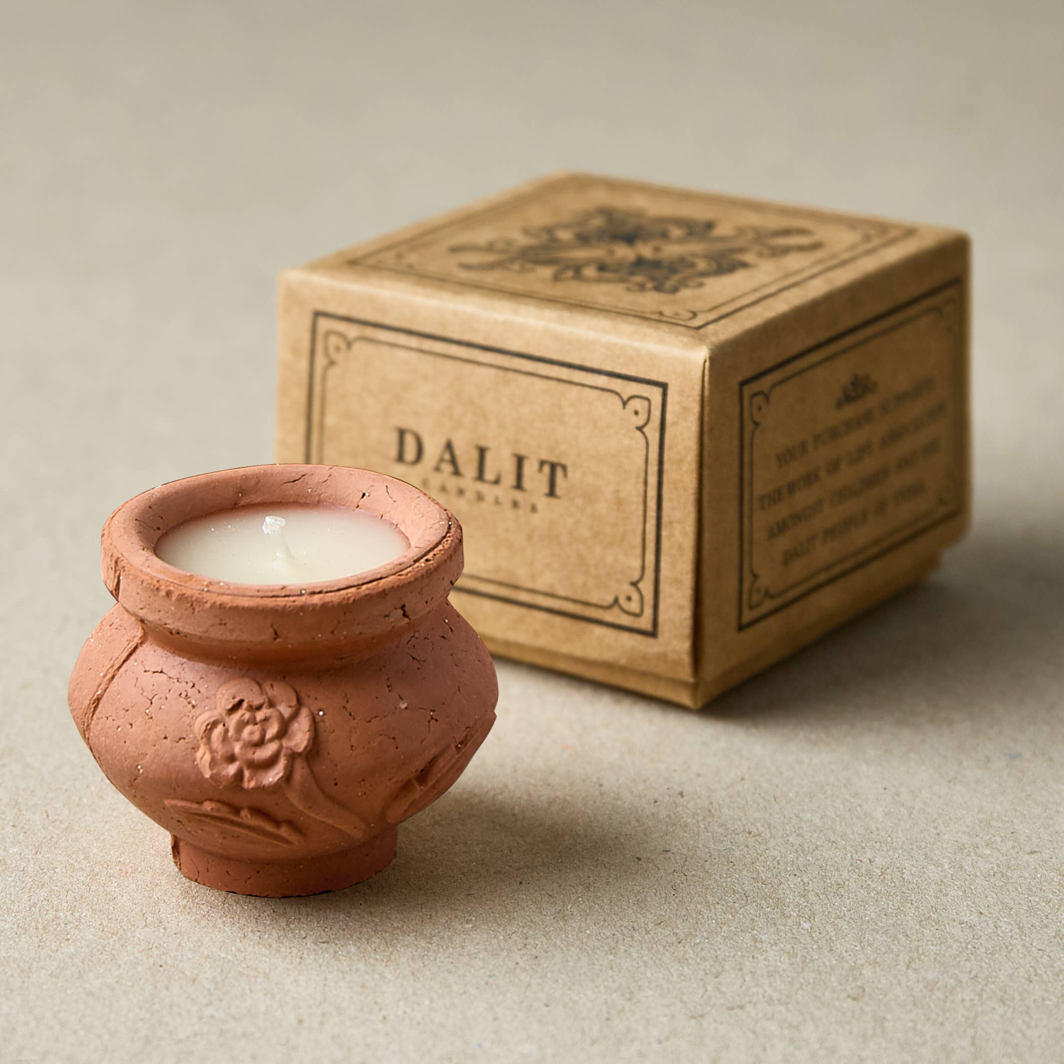 Terracotta Beeswax Tea Light Candle | Megah - Jasmine Scent