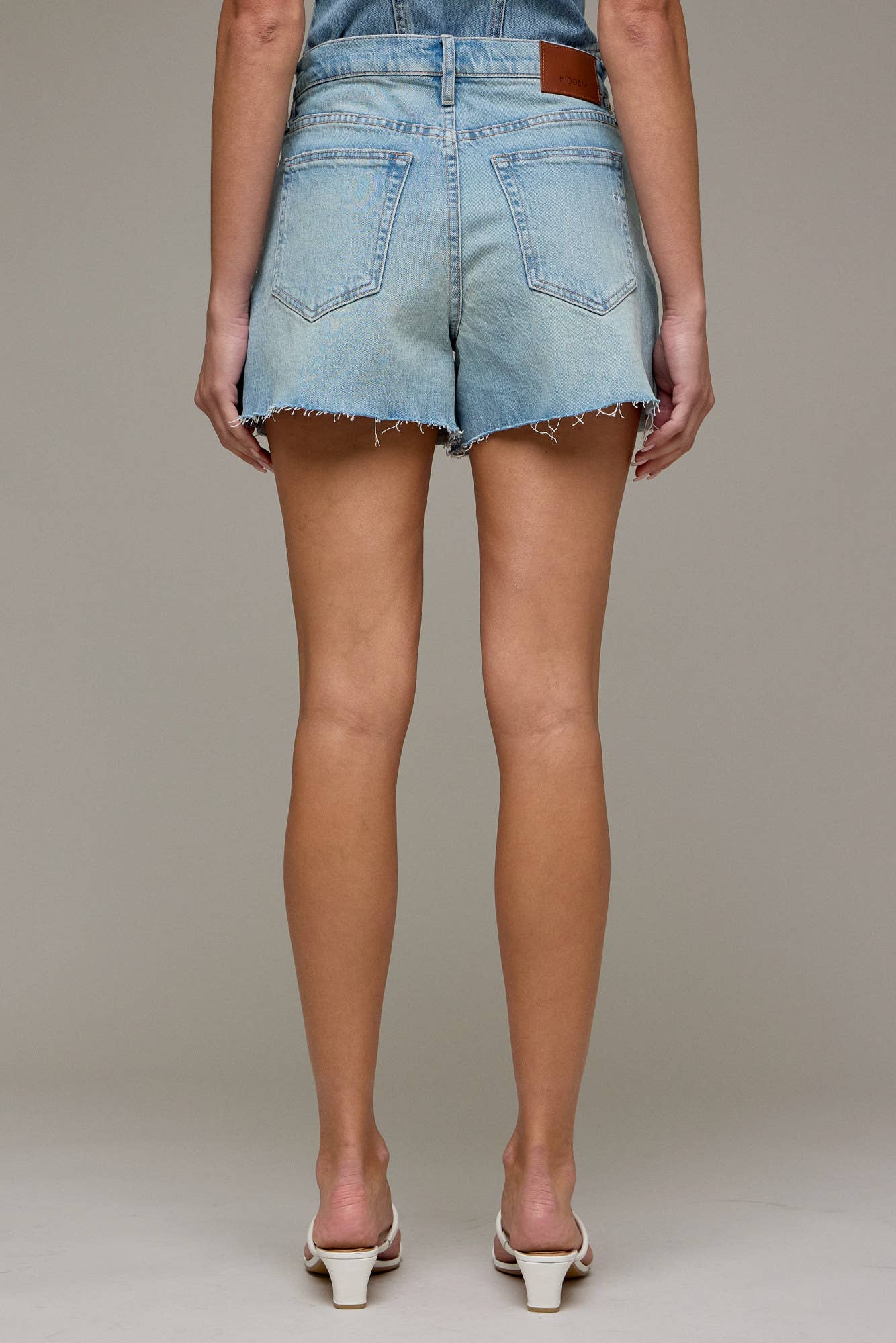 Raw Hem Mid Thigh Shorts