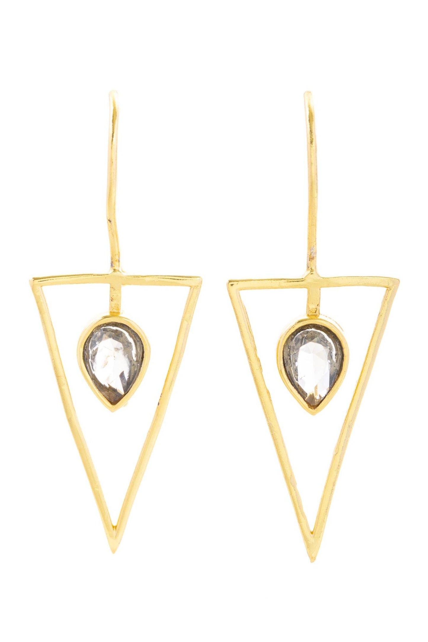 Triangle Open Frame Gemstone Earrings