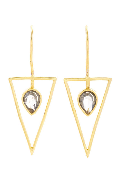 Triangle Open Frame Gemstone Earrings
