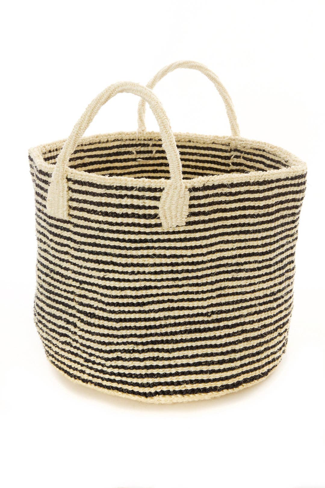 Narrow Stripe Sisal Tote - Black