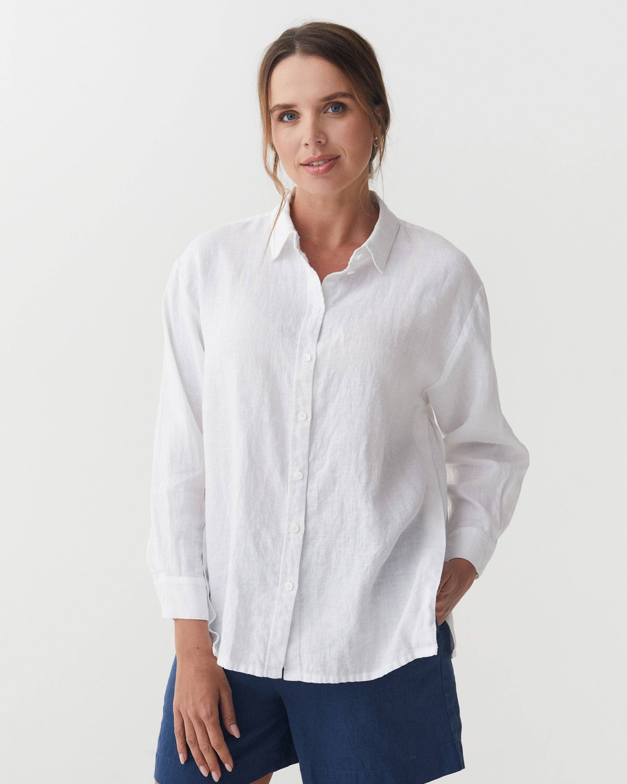 Long-Sleeve Linen Shirt ISLAY in White
