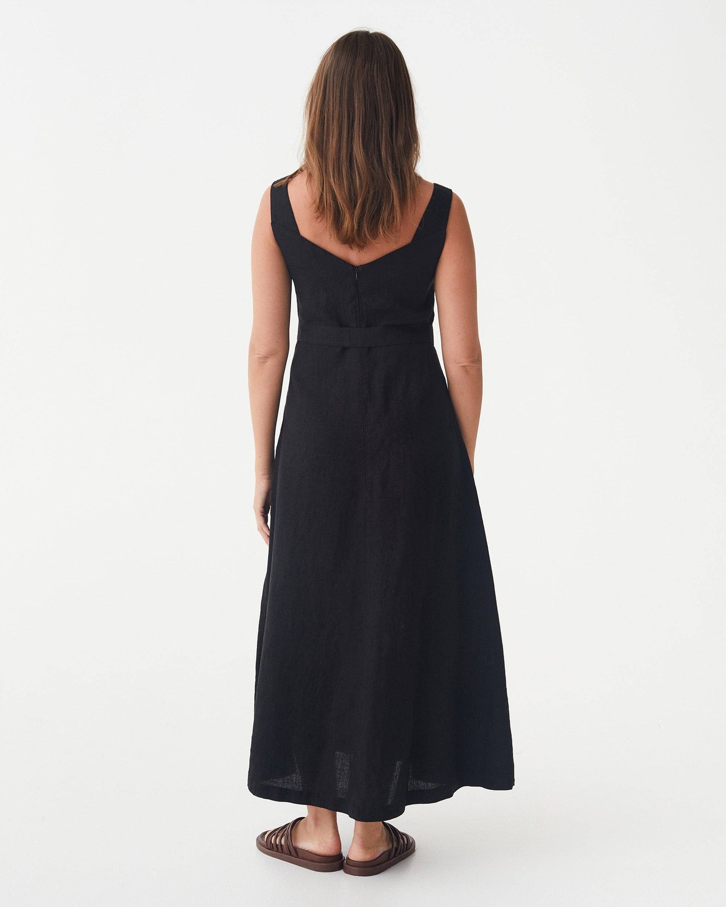 A-line Linen Dress CHILOE in Black