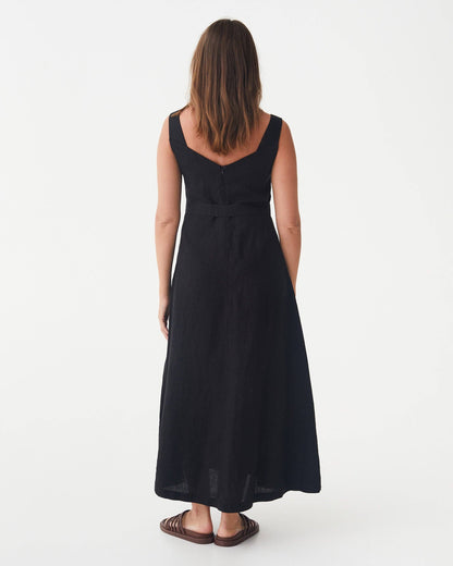 A-line Linen Dress CHILOE in Black