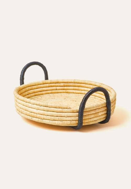 Contrast Handle Raffia Tray