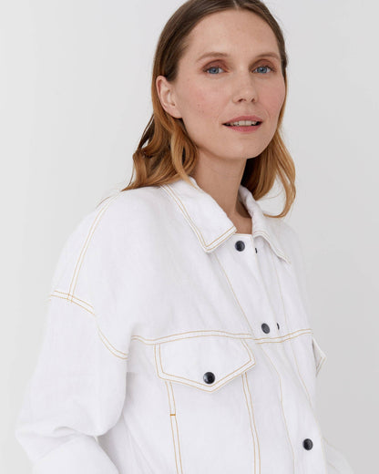 Cropped linen jacket LEURA in White
