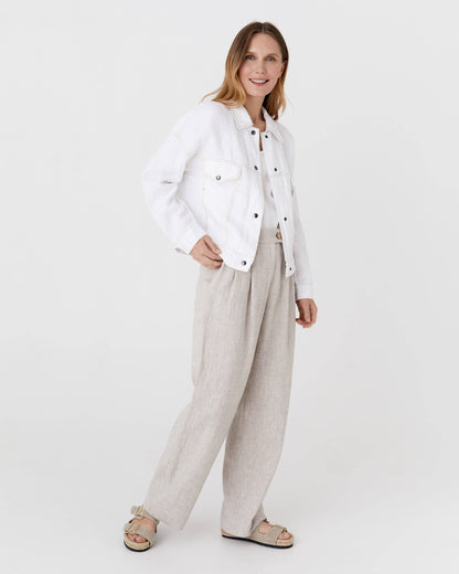 Cropped linen jacket LEURA in White
