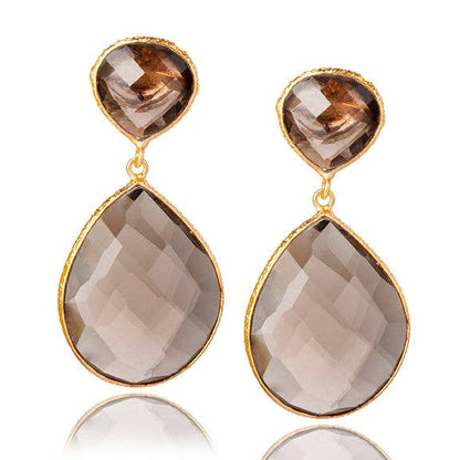 Double Drop Genuine Gemstone Earrings